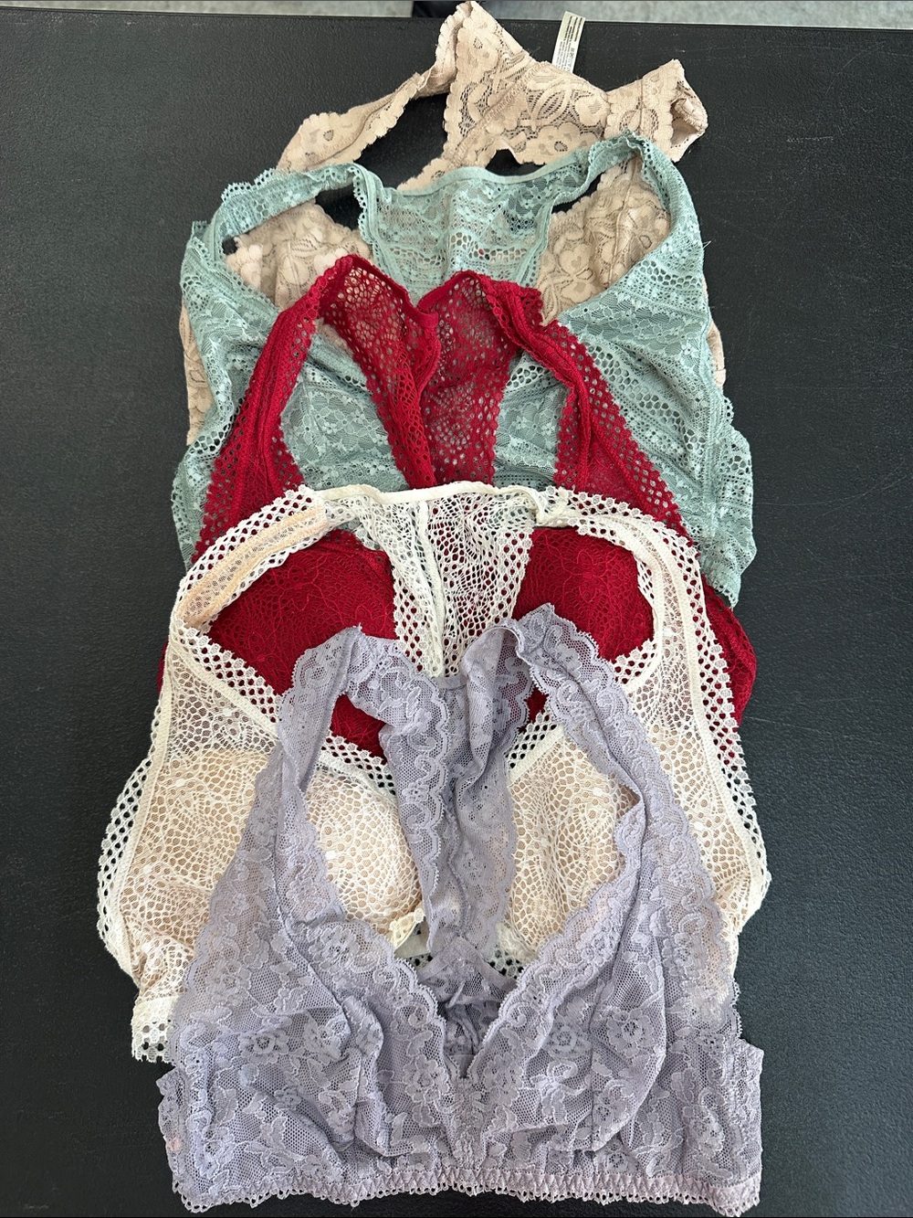 Victoria's Secret Lace Bralette Set in Red, Mint, Cream, Tan, Lavender